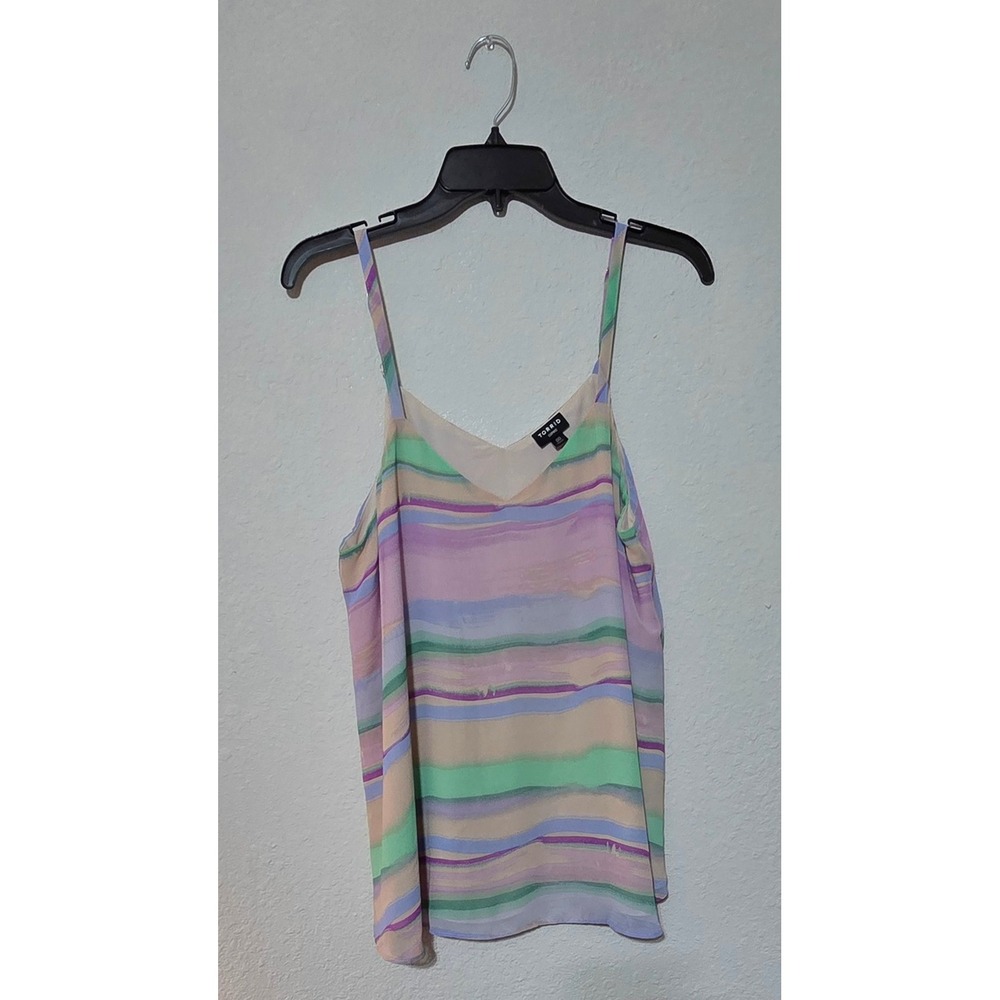 Torrid Sophie Cami Top Size 00 M L Watercolor Stripe Georgette V-Neck Tank